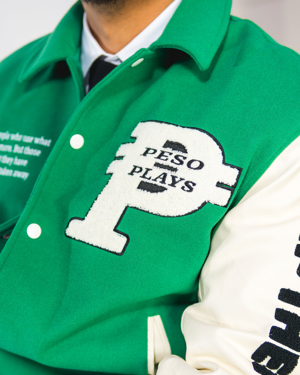 Peso Plays Wool/Leather Letterman Jacket