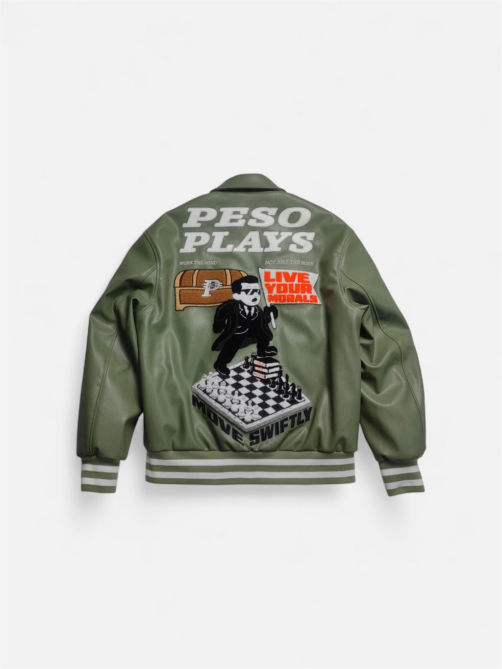 Peso Plays Full Leather Letterman Jacket