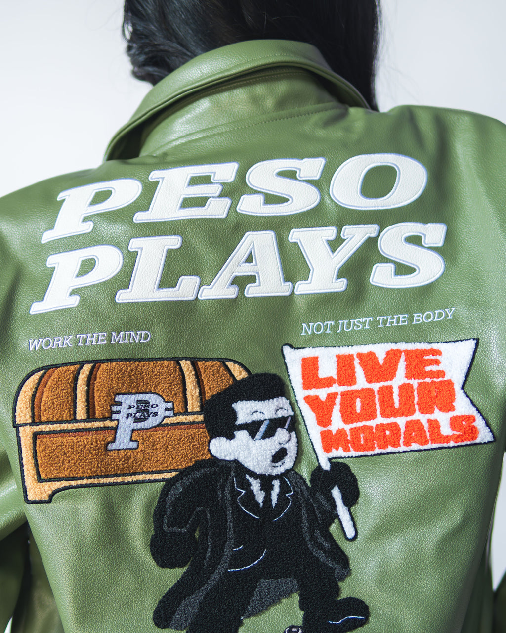 Peso Plays Full Leather Letterman Jacket