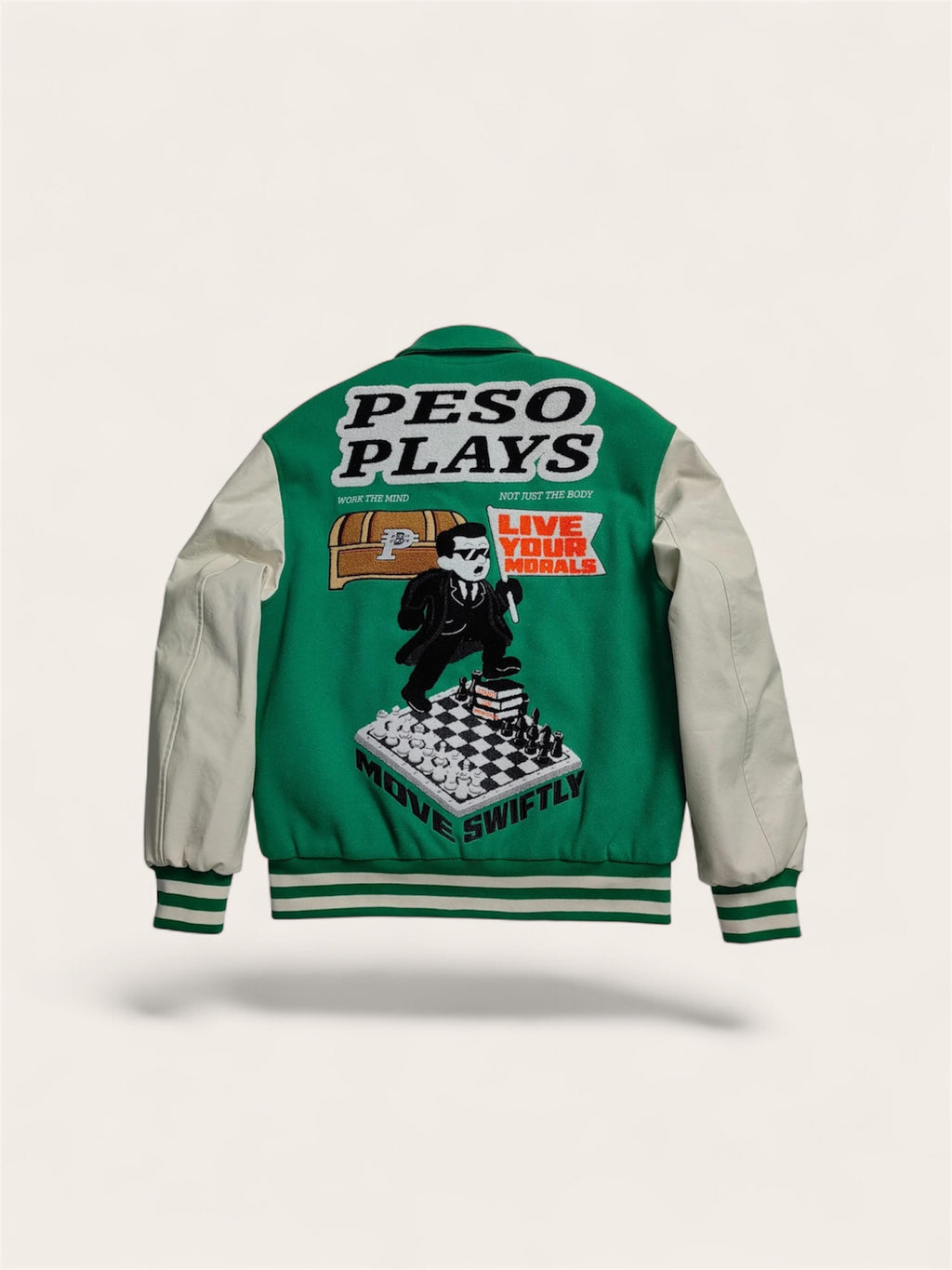Peso Plays Wool/Leather Letterman Jacket