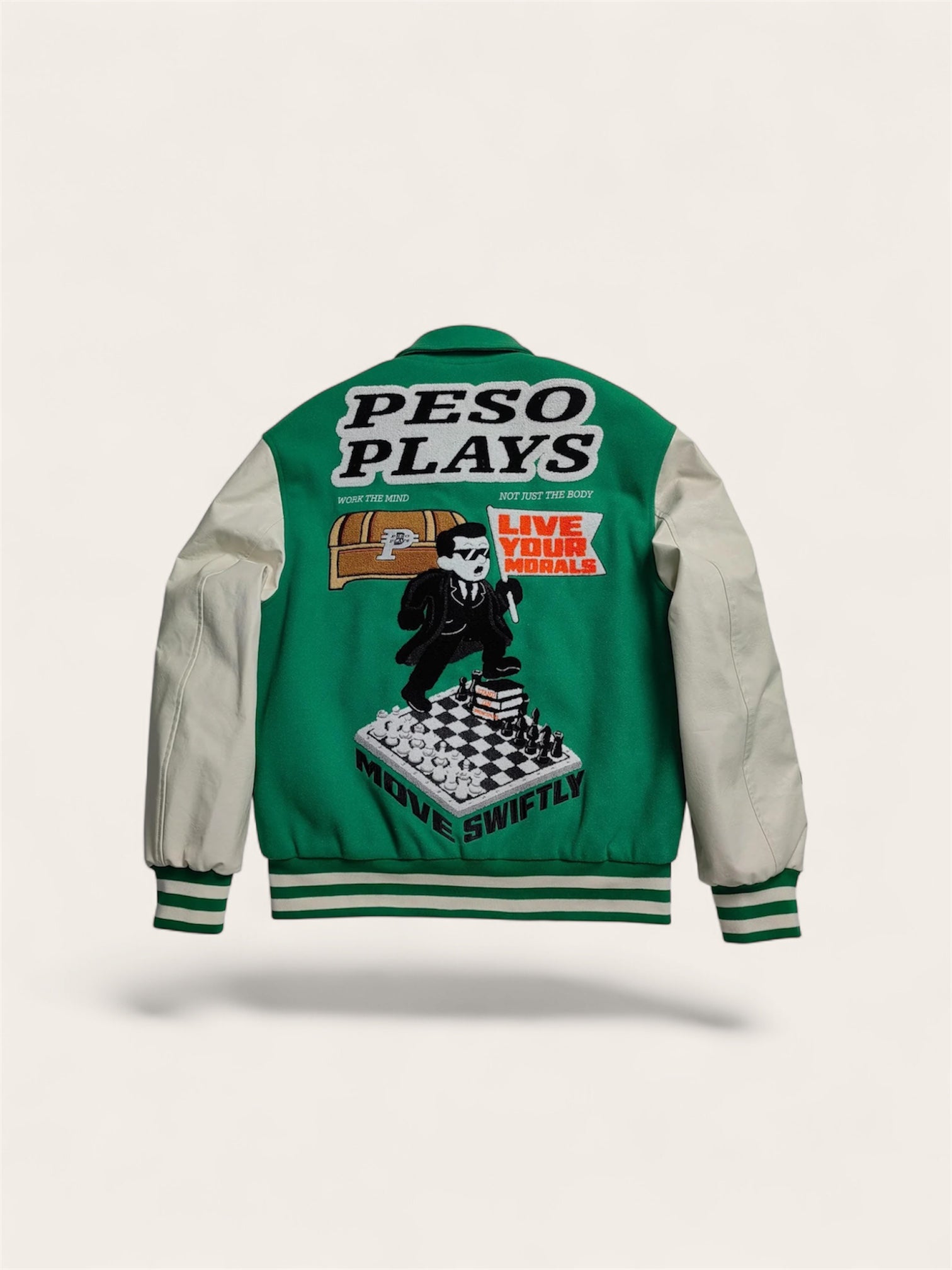 Peso Plays Wool/Leather Letterman Jacket