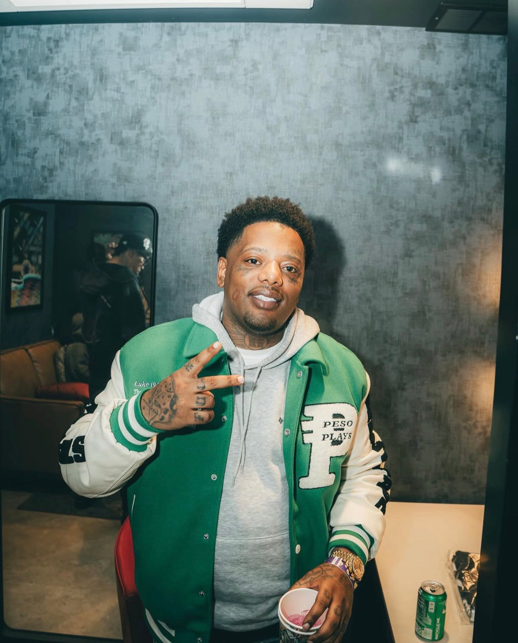 Peso Plays Wool/Leather Letterman Jacket