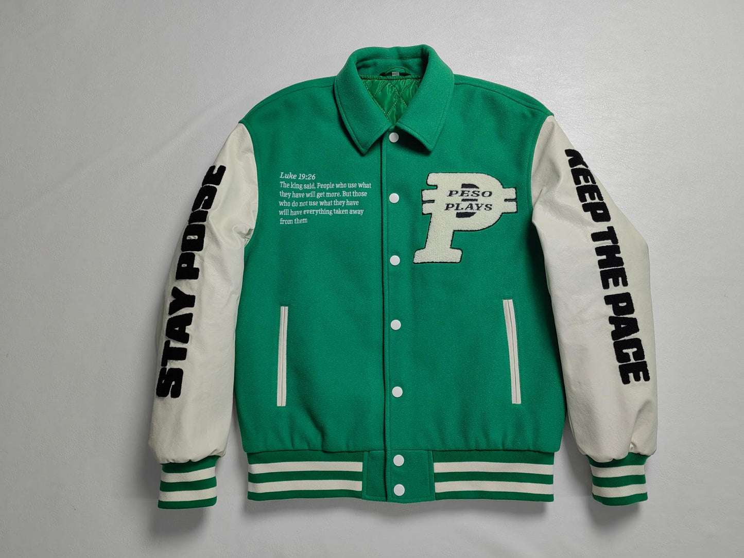 Peso Plays Wool/Leather Letterman Jacket