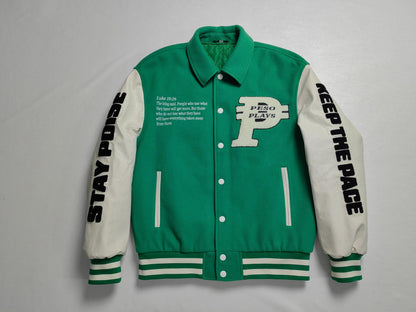 Peso Plays Wool/Leather Letterman Jacket