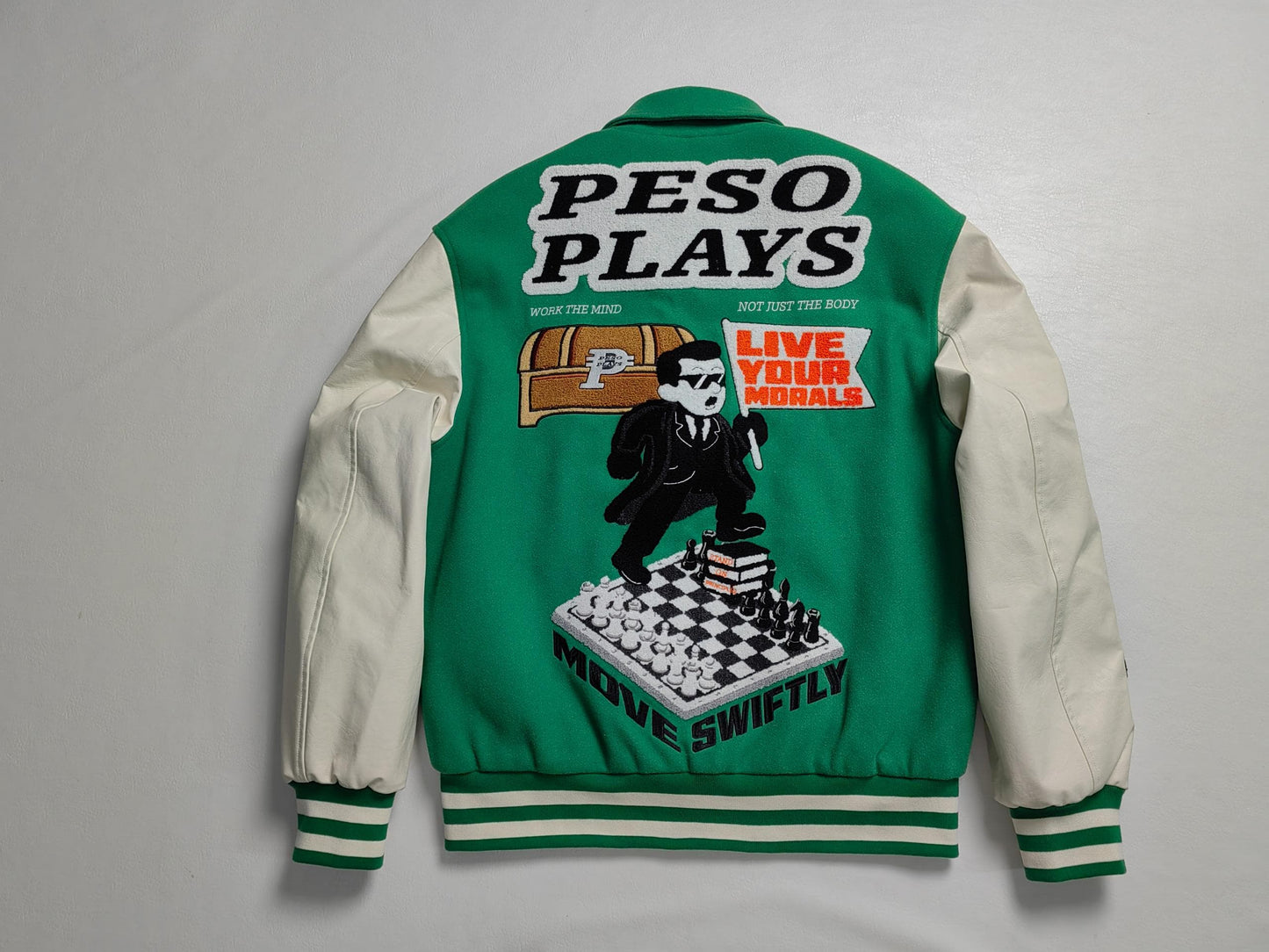 Peso Plays Wool/Leather Letterman Jacket