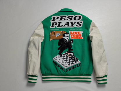 Peso Plays Wool/Leather Letterman Jacket
