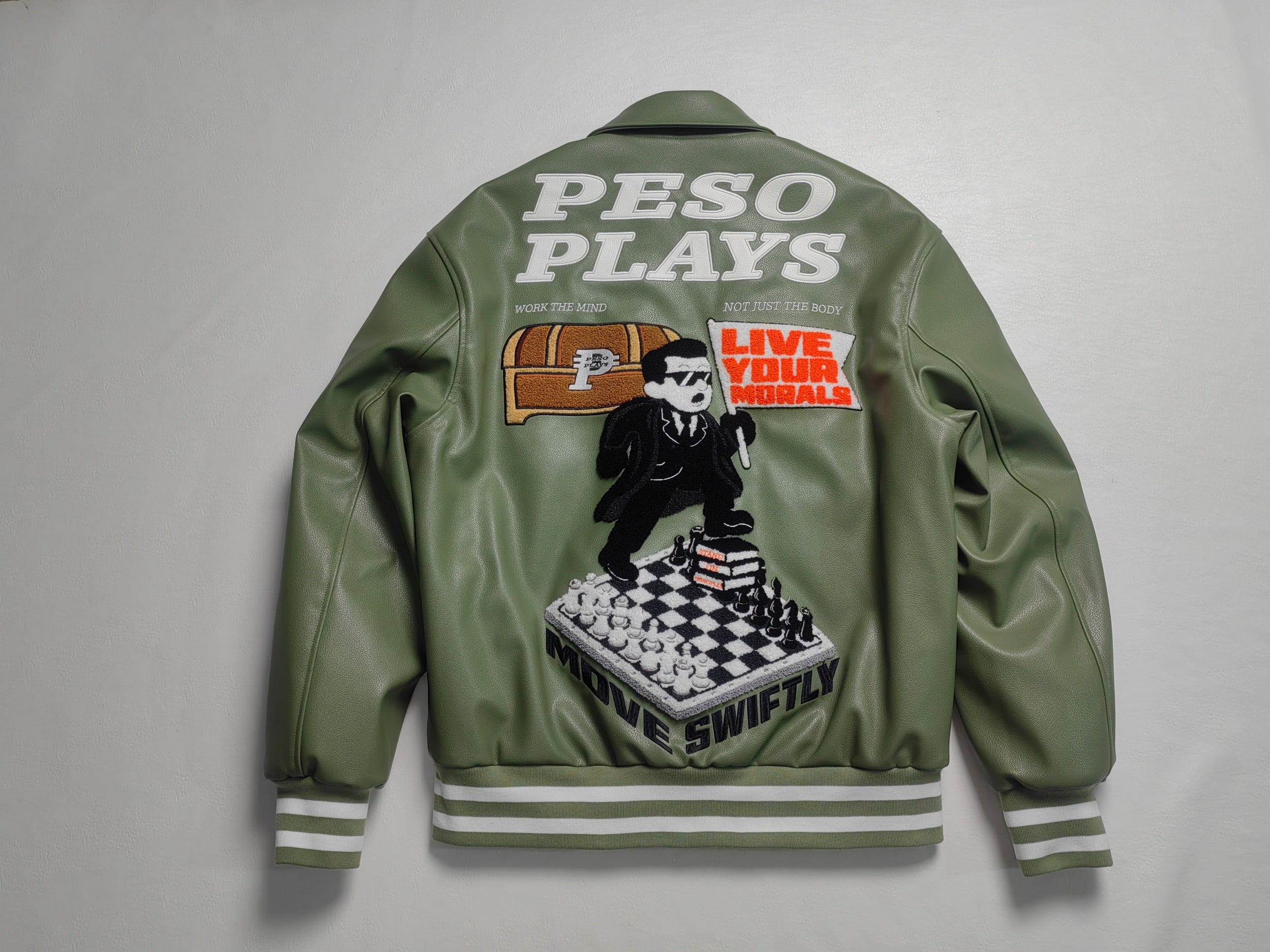 Peso Plays Full Leather Letterman Jacket