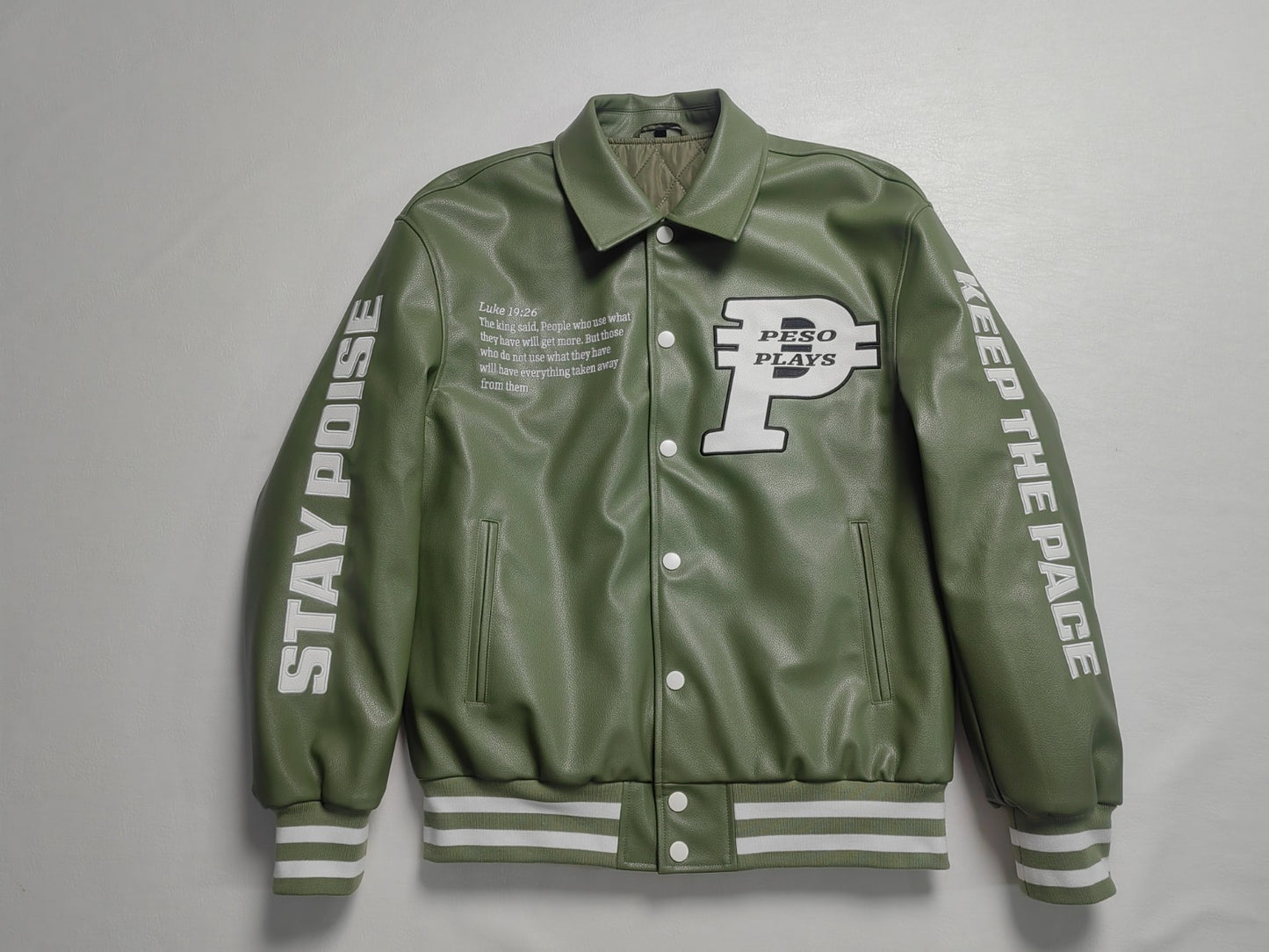 Peso Plays Full Leather Letterman Jacket