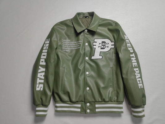 Peso Plays Full Leather Letterman Jacket