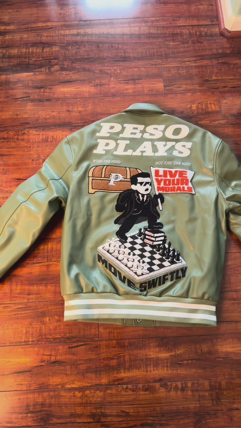 Peso Plays Full Leather Letterman Jacket